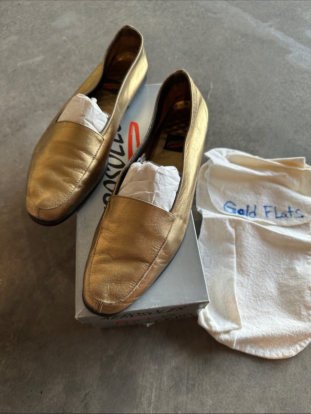 AEROSOLES Metallic Gold Women's Slip-On Loafers